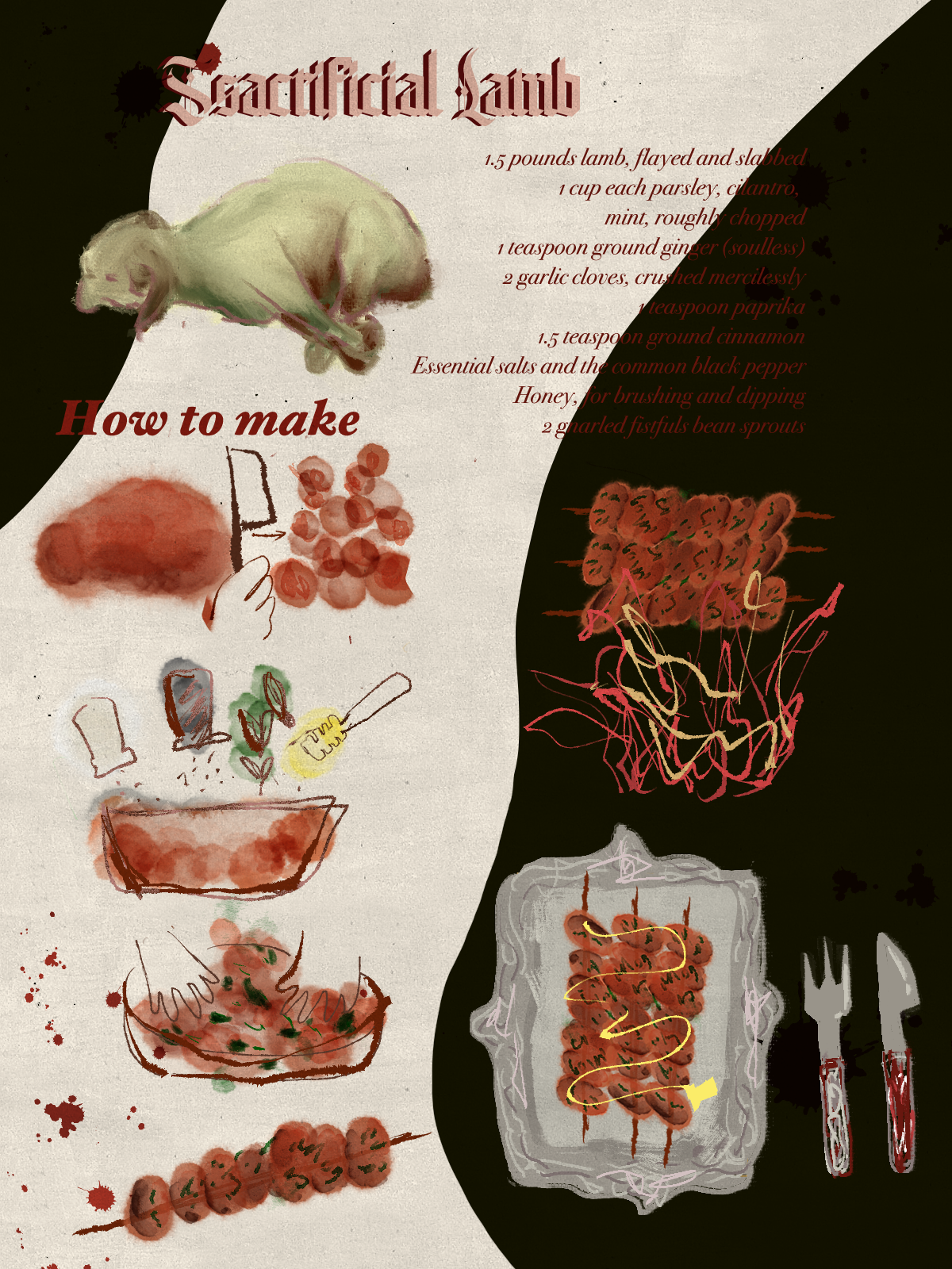 Sacrificial Lamb recipe visual development sheet