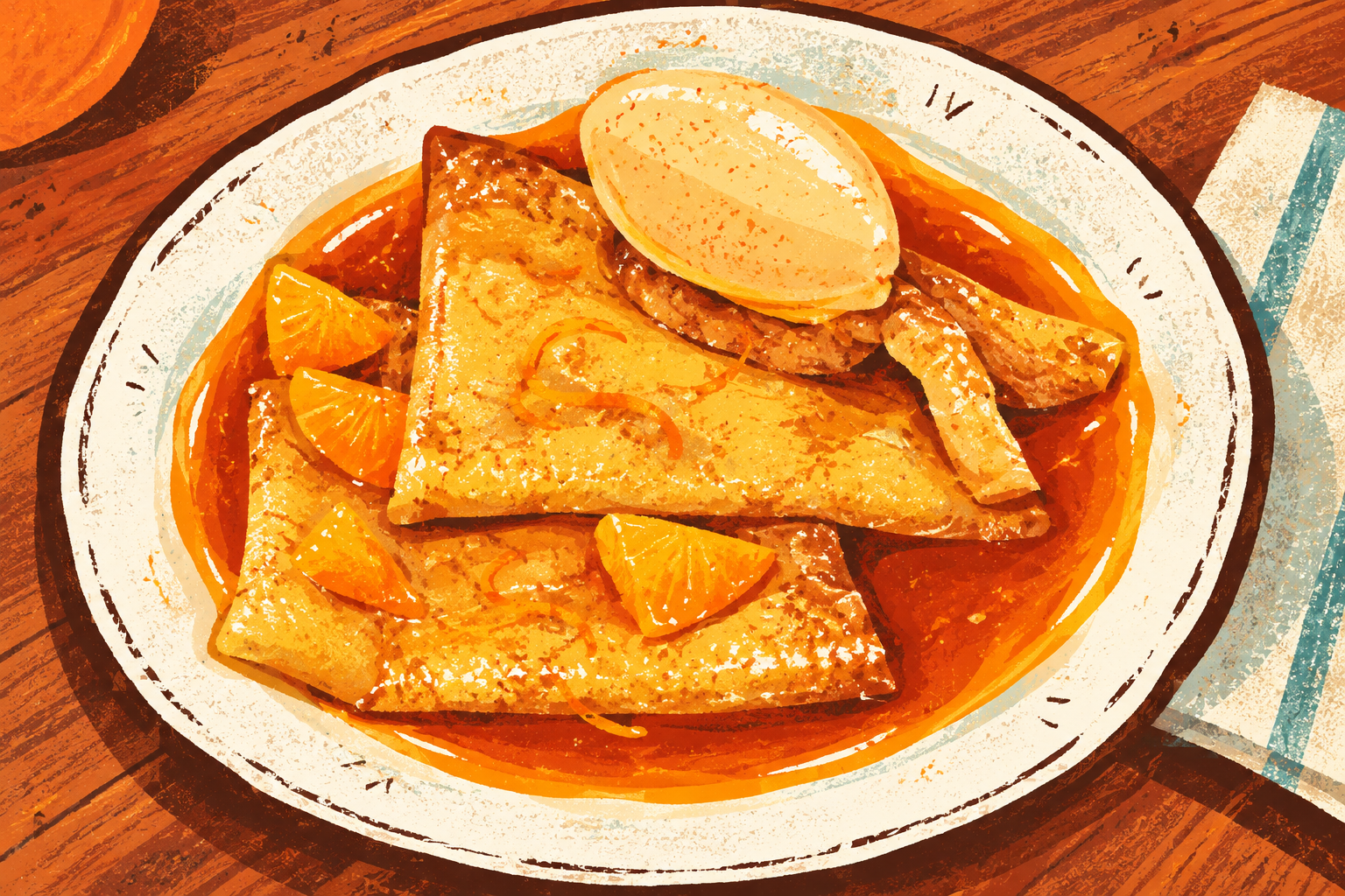 Illustrated Crêpes Suzette